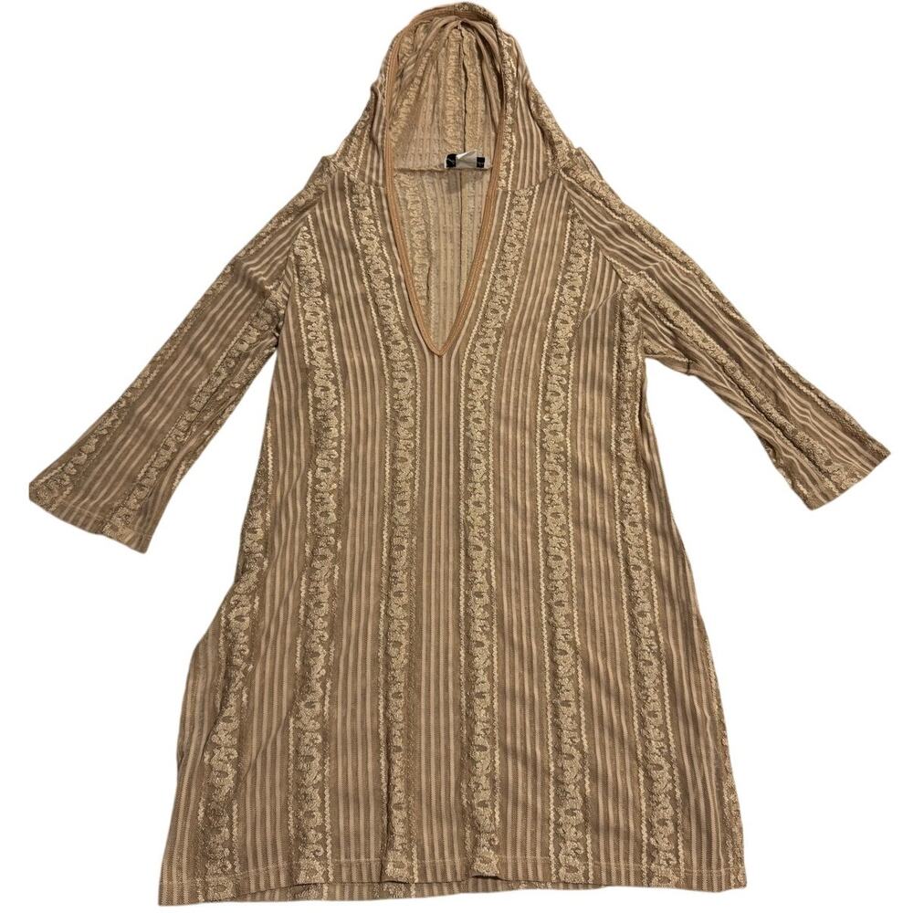 VTG Jordan Taylor Cardigan Sweater Hooded Open Front Womens Size Large USA Tan